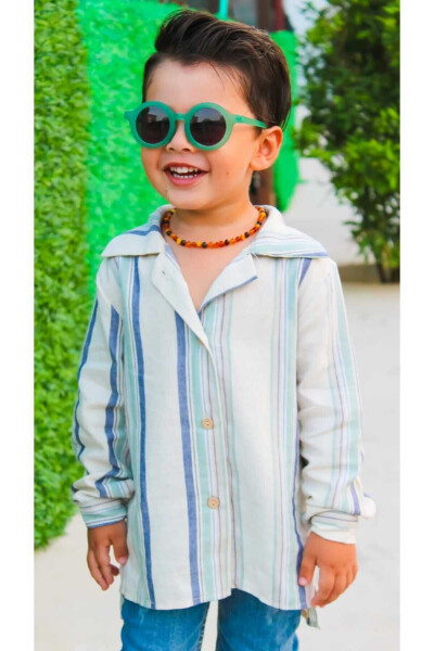 Bolalar va go'daklar uchun oq zig'ir ko'ylak Maxsus kunlar va bayramlar uchun - ARES KIDS FASHION