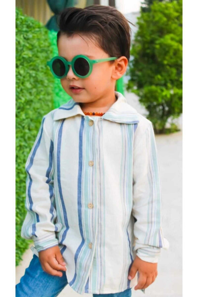 Bolalar va go'daklar uchun oq zig'ir ko'ylak Maxsus kunlar va bayramlar uchun - ARES KIDS FASHION (1)