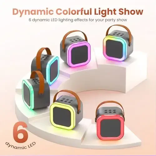 Bolalar va kattalar uchun karaoke mashinasi, portativ Bluetooth mini karaoke mikrofonli karnay karaoke pleeri, barcha smartfonlar, tug'ilgan kun, oila, uy partiyasi uchun (kosmik kulrang) - 3