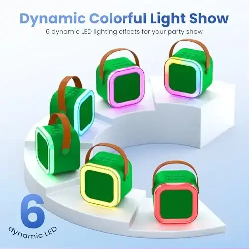 Bolalar va kattalar uchun mini karaoke mashinasi, 2 ta simsiz karaoke mikrofonli portativ Bluetooth karnay, 3, 4, 5, 6, 7, 8 yoshdan oshgan o'g'il bolalar uchun 2025 TOP tug'ilgan kun sovg'alari o'yinchoqlari Toddler Karaoke pleyeri (to'q yashil) - 3