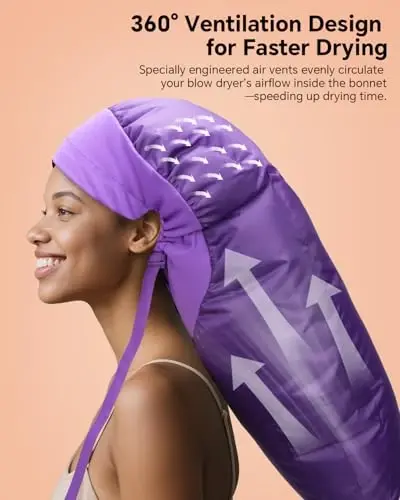 Boloye Hair Dryer Bonnet for Women, Large Bonnet Hooded Hair Dryer AttacModazoneent for Speeding Up Drying Time & Deep Conditioning, Fits All Head Sizes & Hair Styles, Purple (Large) - 4