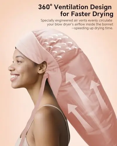 Boloye Hair Dryer Bonnet for Women, Large Hooded AttacModazoneent for Long Curly Braided Hair, Speeds Up Drying & Deep Conditioning, Fits All Head Sizes, Rose Gold (Extra Large) - 4