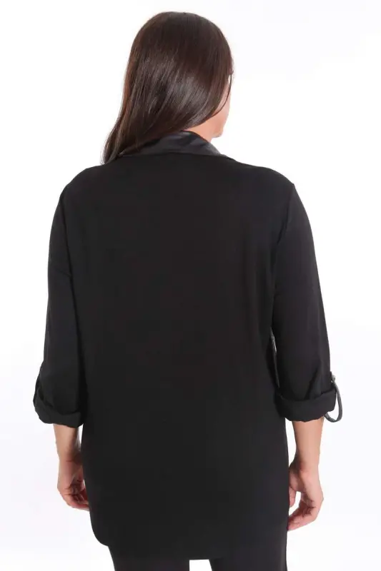 Большая асимметричная трикотажная рубашка цвета хаки - 6