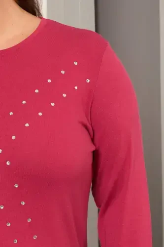 Большая блузка с геометрическим принтом и камнями Violet - 2