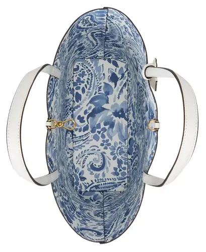 Большая двусторонняя сумка-тоут из искусственной кожи — белый/цветочный принт - 6