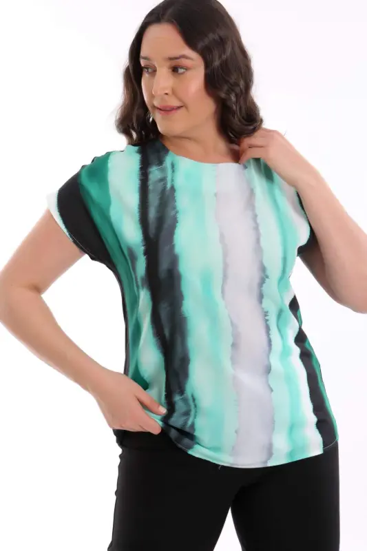 Большая Свободная Черная Блузка с Узором - 3