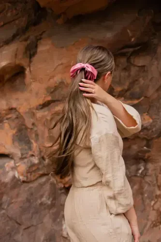 Большая заколка для волос с бантом - розовая - CSR AKSESUAR (1)