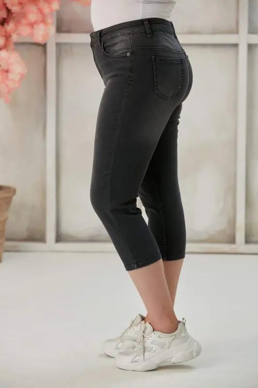 Большие размеры серые джинсовые капри - 6