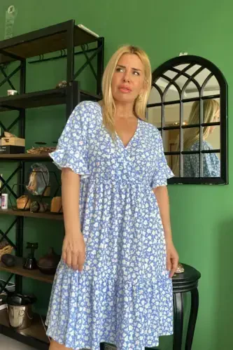 Большое платье-конверт с цветочным рисунком GLS888D - BÜYÜKBEDENIZ (1)