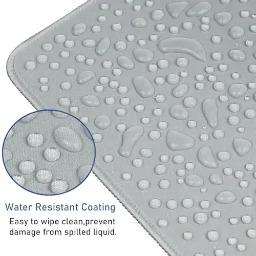 Large Gaming Mouse Pad with Stitched Edges, Durable Non-Slip Natural Rubber Base, Waterproof Computer Keyboard Pad Mat for Esports Pros/Gamer/Desktop/Office/Home - Grey - 4