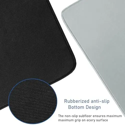 Large Gaming Mouse Pad with Stitched Edges, Durable Non-Slip Natural Rubber Base, Waterproof Computer Keyboard Pad Mat for Esports Pros/Gamer/Desktop/Office/Home - Grey - 3