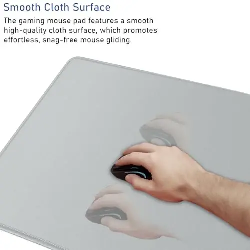 Large Gaming Mouse Pad with Stitched Edges, Durable Non-Slip Natural Rubber Base, Waterproof Computer Keyboard Pad Mat for Esports Pros/Gamer/Desktop/Office/Home - Grey - 5
