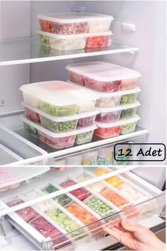 Большой контейнер для хранения замороженных продуктов из мяса и овощей с 4 отделениями, 12 шт. - порционный контейнер для заморозки - BAYEV