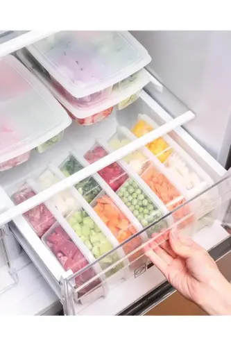 Большой контейнер для хранения замороженных продуктов из мяса и овощей с 4 отделениями, 12 шт. - порционный контейнер для заморозки - BAYEV (1)