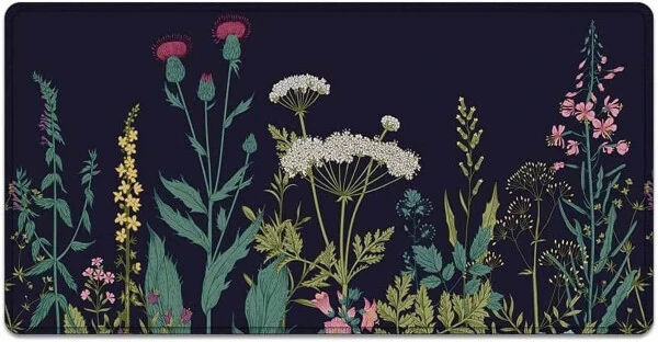 Большой коврик для мыши 31,4 x 15,7 дюйма, 3 мм XXL расширенный игровой коврик для мыши с нескользящим основанием, прошитый коврик для мыши для компьютера, офиса, клавиатуры и ноутбука - дикие цветы, водонепроницаемый коврик для стола - 5