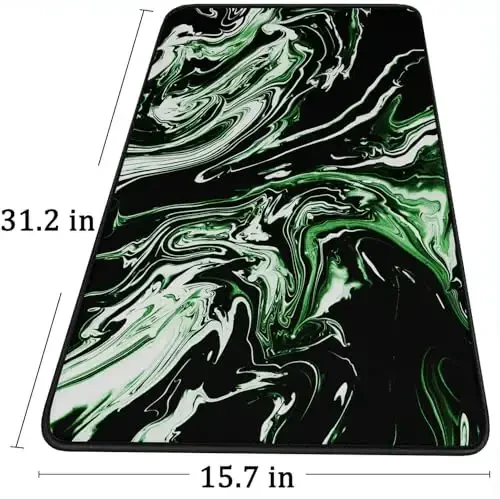 Large Extended Mouse Pad with Stitched Edges, Durable Non-Slip Natural Rubber Base, Waterproof Computer Keyboard Pad Mat for Esports Pros/Gamer/Desktop/Office/Home - Marble Green - 6
