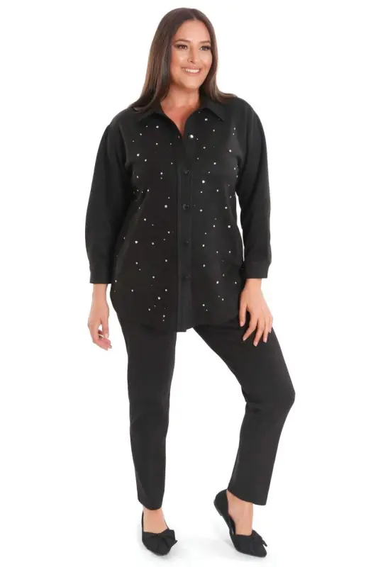 Большой размер Бейоглу Çакımlı замшевая черная куртка - 2