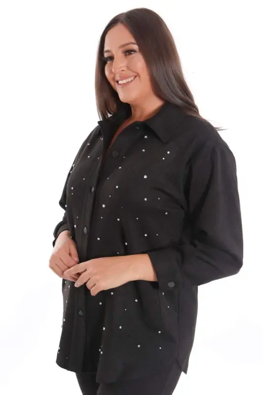 Большой размер Бейоглу Çакımlı замшевая черная куртка - 3