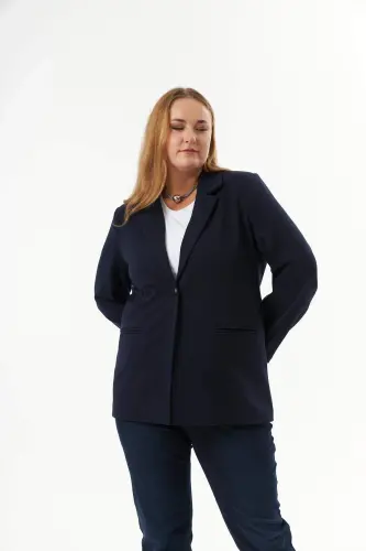 Большой размер Филейный карман на подкладке Куртка Темно-синий - 7