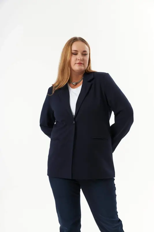 Большой размер Филейный карман на подкладке Куртка Темно-синий - 4