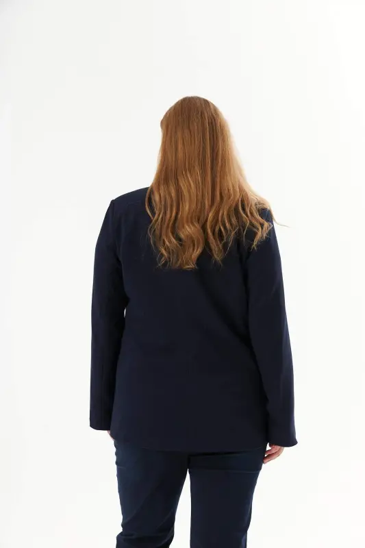 Большой размер Филейный карман на подкладке Куртка Темно-синий - 6