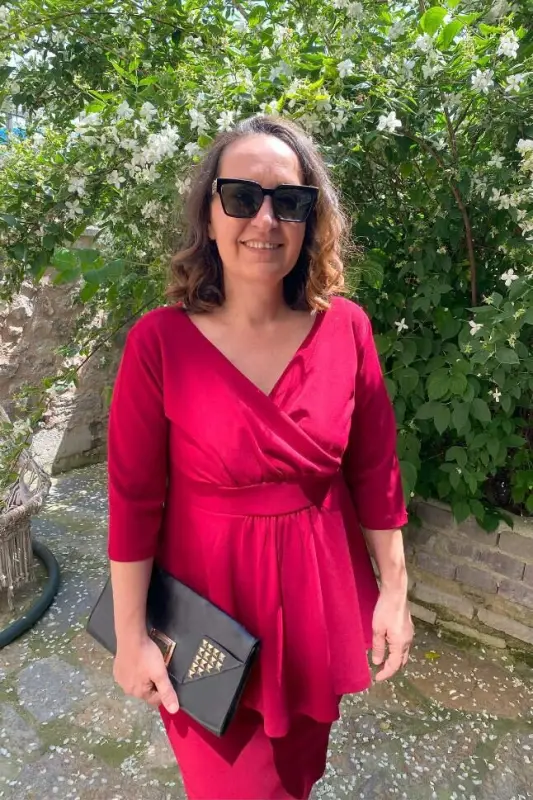 Большой размер. Комплект из формальной юбки и платья Скуба, SCB20684 - BÜYÜKBEDENIZ