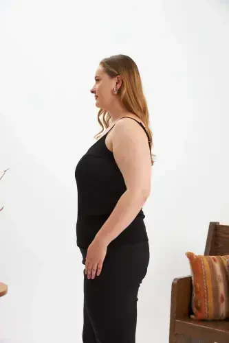 Большой Размер Майка на Бретелях Черная - BÜYÜKBEDENIZ (1)