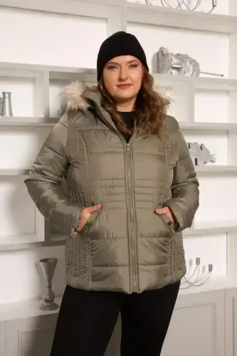 Большой размер, стеганая дутая куртка на подкладке, цвет морской волны - 1