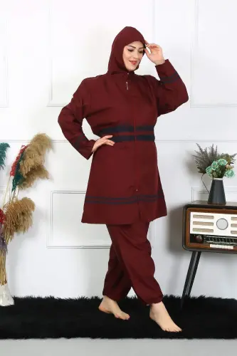 Большой размер Хиджаб Купальник 7XL-8XL-9XL-10XL Бордовый 55010 - 5