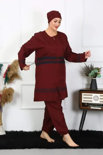 Большой размер Хиджаб Купальник 7XL-8XL-9XL-10XL Бордовый 55010 - 6
