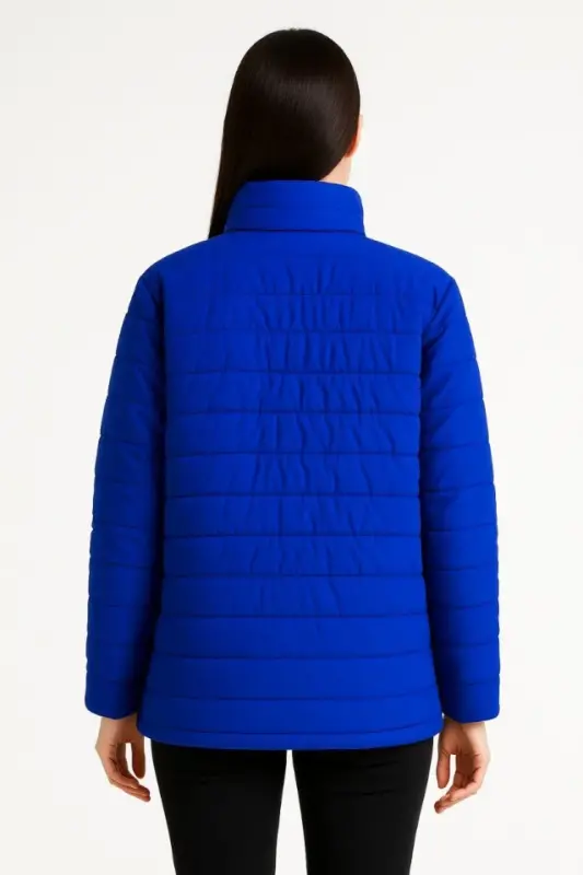 Bomber Jacket - Water Repellent Fabric, Quilted Lining, Zippered, Winter - Sapphire Blue - 3