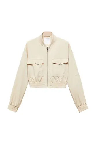 Bomber jacket with pocket-Ecru - MANGO (1)