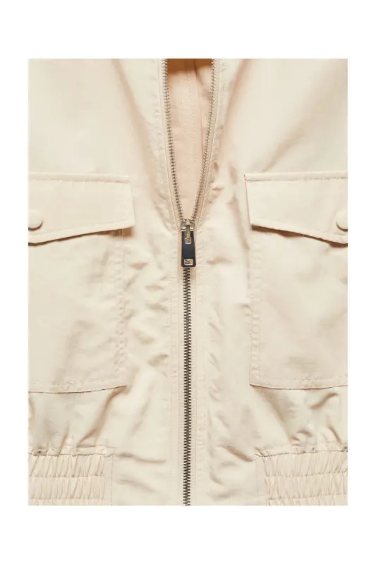 Bomber jacket with pocket-Ecru - 5
