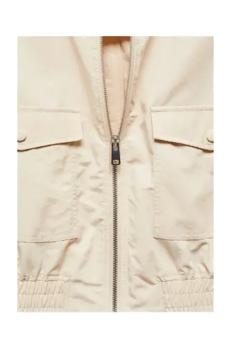 Bomber jacket with pocket-Ecru - 5