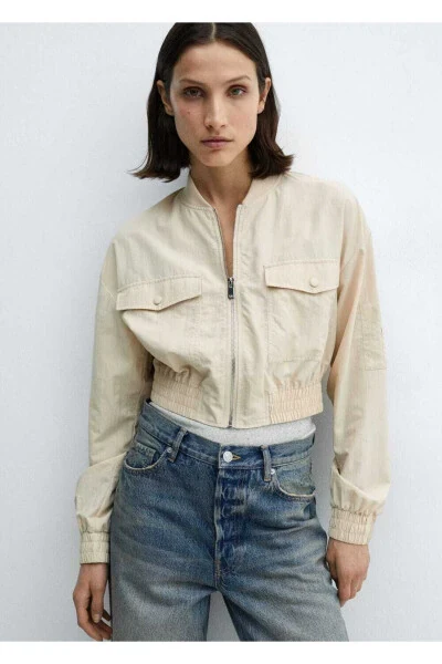 Bomber Jacket with Pockets - 1