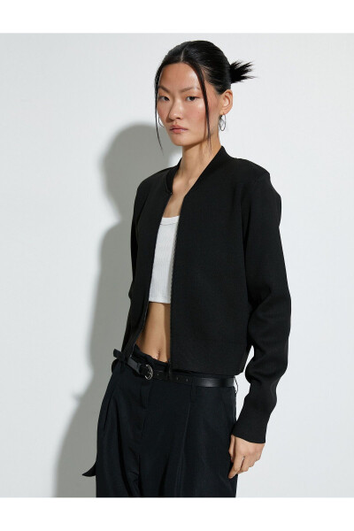 Bomber Knit Jacket with Zipper - 3