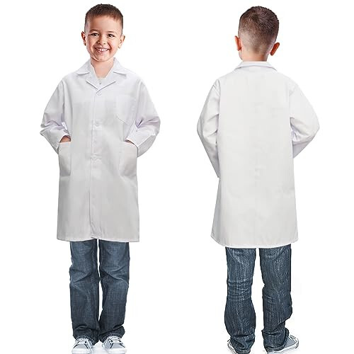 BOMLY Lab Coat for Kids - White Doctor Coat with Stethoscope Toys Kids Vet Coat, Doctor Dress Up Costume for Boys Girl - 2