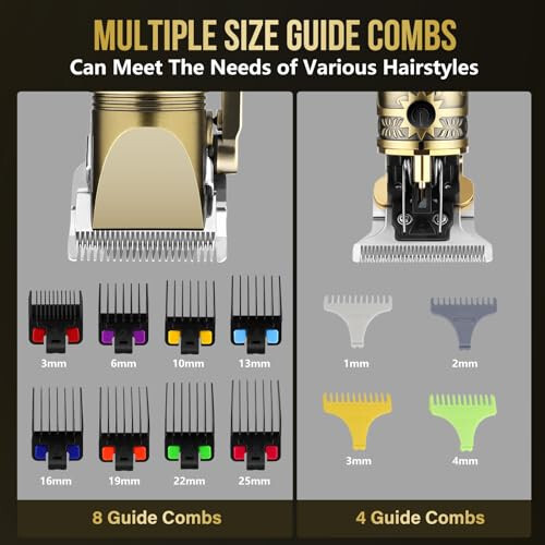 Bomxin Hair Clippers for Men T-Blade Nose Hair Trimmer Foil Shavers for Men Barber Barber Kit, Men Hair Clippers, Zero Gap Haircutting Set, Clippers for Hair Cutting, LCD Display (Bronze) - 6