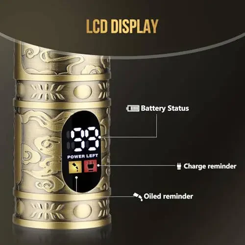 Bomxin Hair Clippers for Men T-Blade Nose Hair Trimmer Foil Shavers for Men Barber Barber Kit, Men Hair Clippers, Zero Gap Haircutting Set, Clippers for Hair Cutting, LCD Display (Bronze) - 5