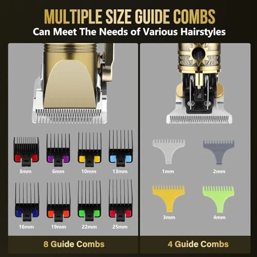 Bomxin Hair Clippers for Men T-Blade Nose Hair Trimmer Foil Shavers for Men Barber Barber Kit, Men Hair Clippers, Zero Gap Haircutting Set, Clippers for Hair Cutting, LCD Display (Bronze) - 6