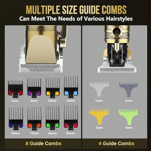 Bomxin Hair Clippers for Men T-Blade Nose Hair Trimmer Foil Shavers for Men Barber Barber Kit, Men Hair Clippers, Zero Gap Haircutting Set, Clippers for Hair Cutting, LCD Display (Bronze) - 6