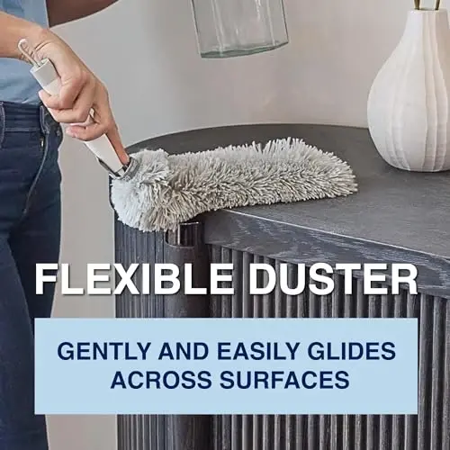 Bona High Performance Dusting System - 1 Compact Handle, 5 Disposable Dusters, & 1 Reusable Duster - Compact Dusting Kit Removes Dust & Pet Hair - 4