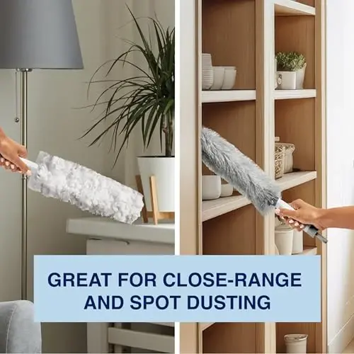 Bona High Performance Dusting System - 1 Compact Handle, 5 Disposable Dusters, & 1 Reusable Duster - Compact Dusting Kit Removes Dust & Pet Hair - 5