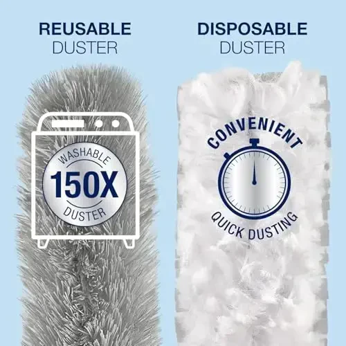 Bona High Performance Dusting System - 1 Extendable Handle, 3 Disposable Dusters, 1 Reusable Duster, & 1 Storage Bag - Extendable Dusting Kit - 5