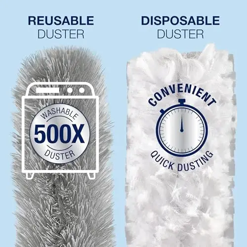 Bona High Performance Dusting System - 1 Compact Handle, 5 Disposable Dusters, & 1 Reusable Duster - Compact Dusting Kit Removes Dust & Pet Hair - 6