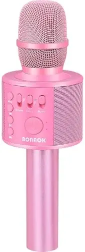 BONAOK Bluetooth Karaoke Microphone, Portable Mic for Adults Kids | Bluetooth 5.0, Echo Mode,Built-in Speaker, SD Card, for iPhone iPad, Handheld,Home Karaoke,Party,Gifts - 1