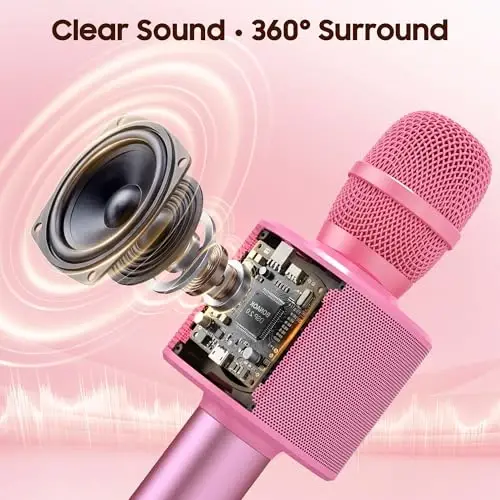 BONAOK Bluetooth Karaoke Microphone, Portable Mic for Adults Kids | Bluetooth 5.0, Echo Mode,Built-in Speaker, SD Card, for iPhone iPad, Handheld,Home Karaoke,Party,Gifts - 2