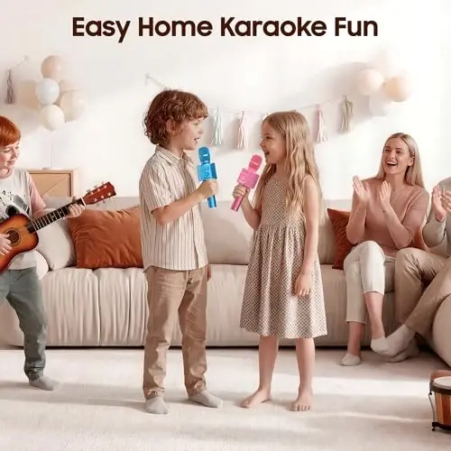 BONAOK Bluetooth Karaoke Microphone, Portable Mic for Adults Kids | Bluetooth 5.0, Echo Mode,Built-in Speaker, SD Card, for iPhone iPad, Handheld,Home Karaoke,Party,Gifts - 6
