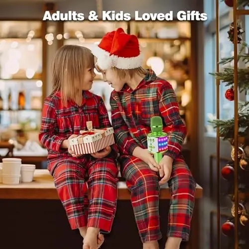 BONAOK Karaoke Microphone for Kids & Adults - Bluetooth Microphones Singing Mic with Disco Lights, Echo Effect, Built-in Speaker Portable Karaoke Player for Party Travel Gifts Q78(Green) - 2