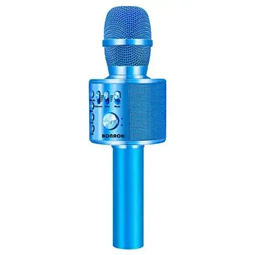 BONAOK Wireless Bluetooth Karaoke Microphone,3-in-1 Portable Handheld Karaoke Mic Speaker Machine Birthday Home Party for PC or All Smartphone (Q37 Blue) - 1